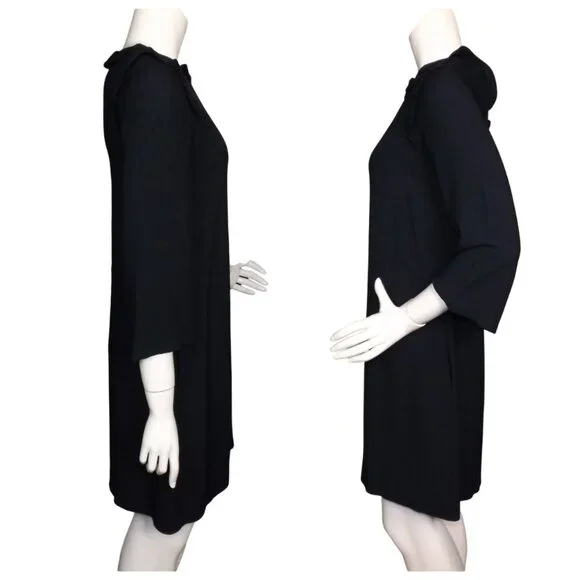 A.P.C. Dress, 36/XS, Ruffle Neck/Shoulder, Dark/Navy Blue, POCKETS, Short, Shift - Picture 9 of 14